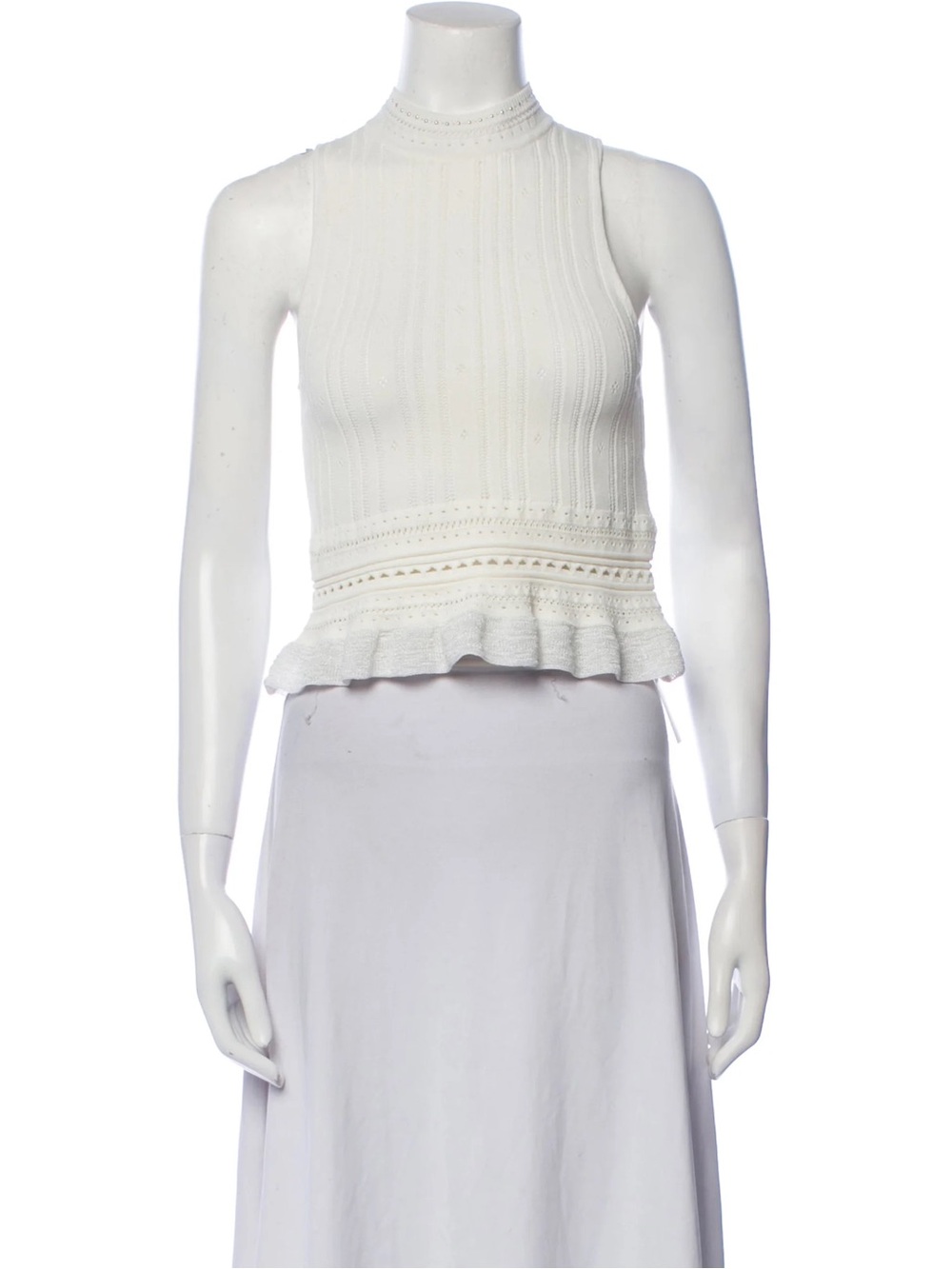 3.1 Phillip Lim White Sleeveless Knit Peplum Top